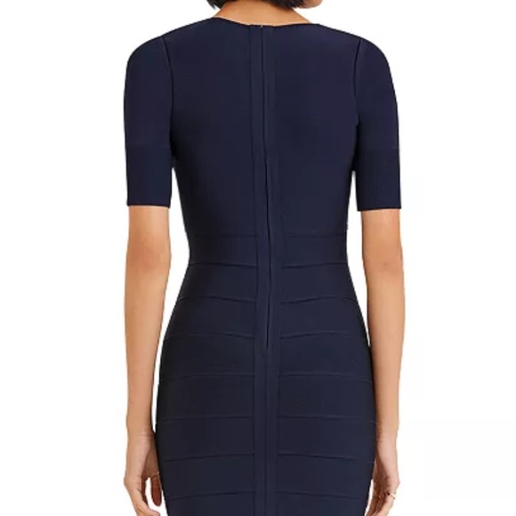 HERVE LEGER ICO8369129 Icon Asymmetric V Neck Dress NWT - Picture 3 of 8